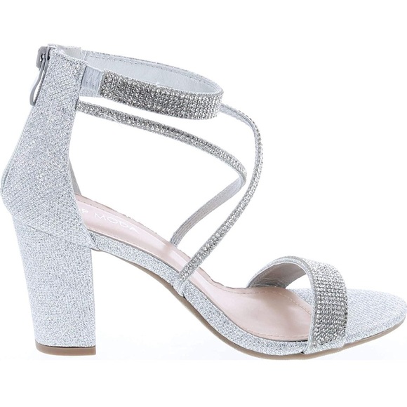 *NEW IN BOX* TOP Moda Women's Formal Rhinestone High Heel Sandal Ankle Strap - Picture 2 of 6